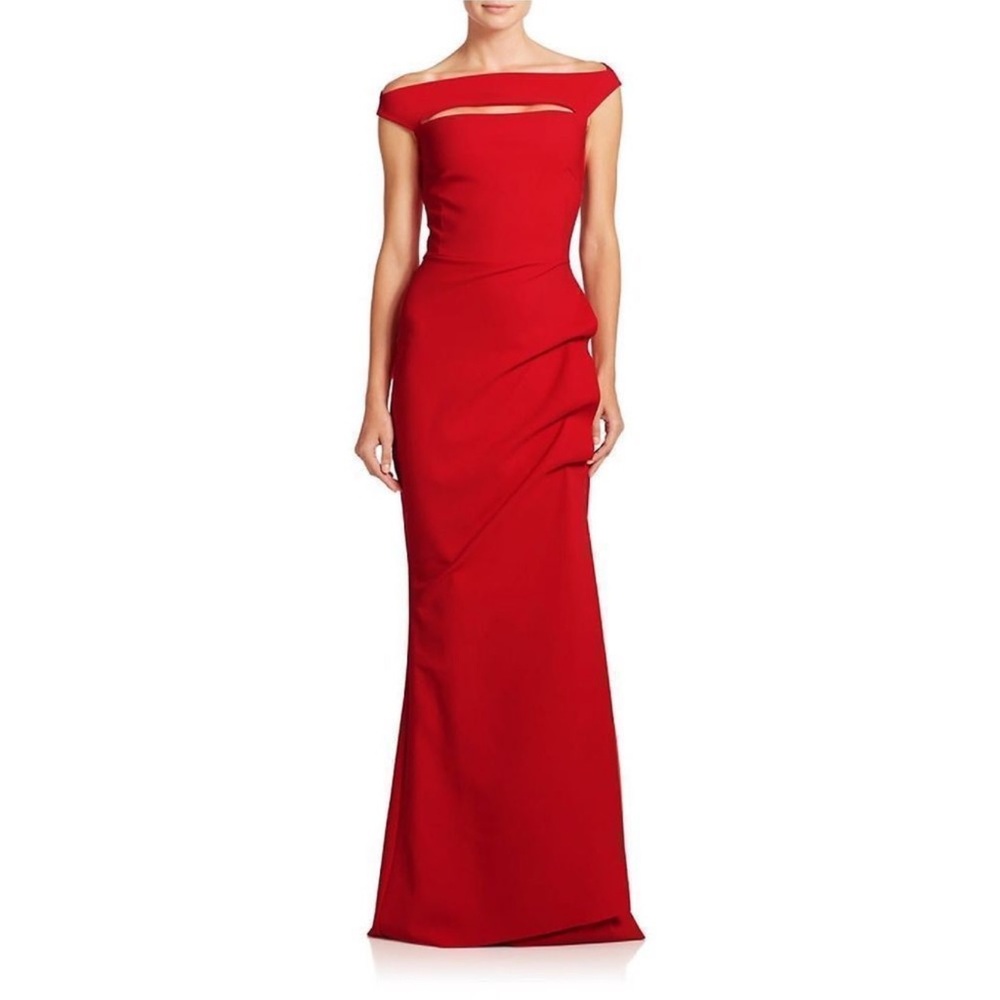 Chiara Boni Red Off-Shoulder Maxi Dress